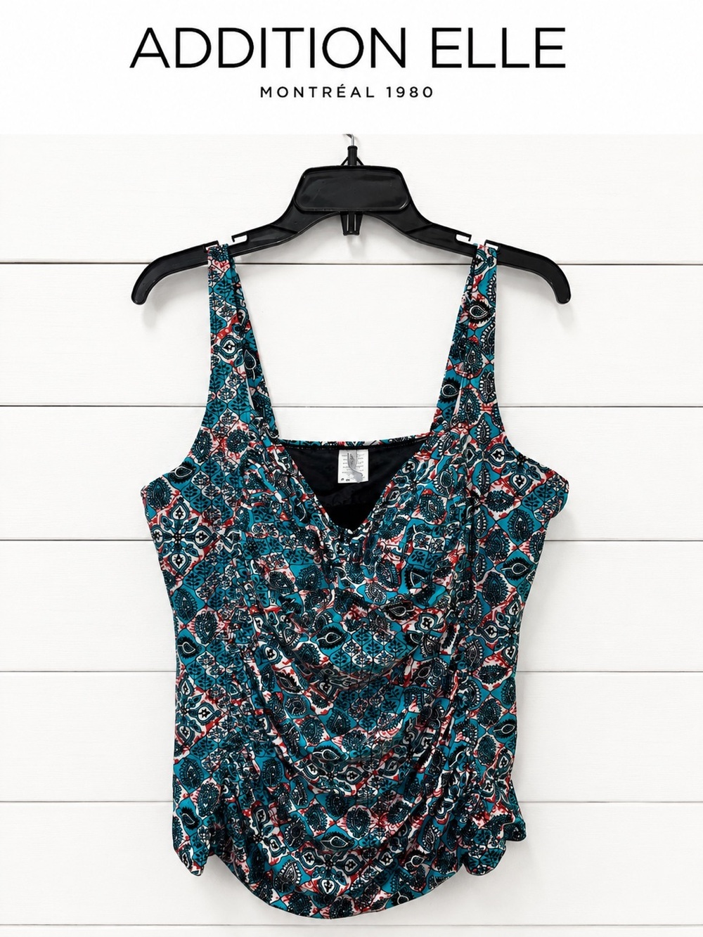 Addition Elle 3X Turquoise Paisley Tankini Top